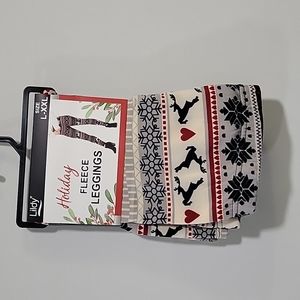 Holiday Christmas Fleece Leggings L/XXL